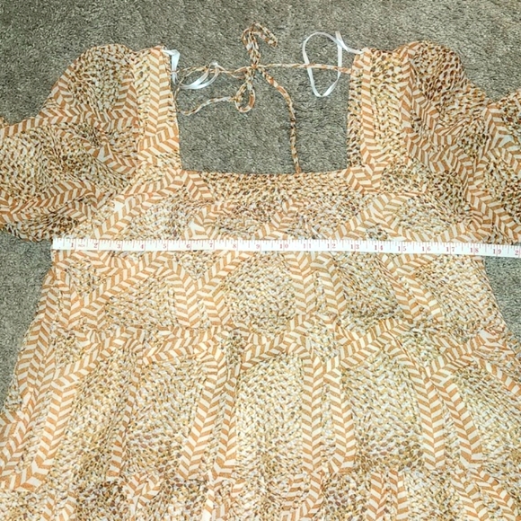 💥2/$70💥HerringStones DeeDee Square Neck Long Sleeve Tie Back Tiered Mini Dress - Picture 5 of 11